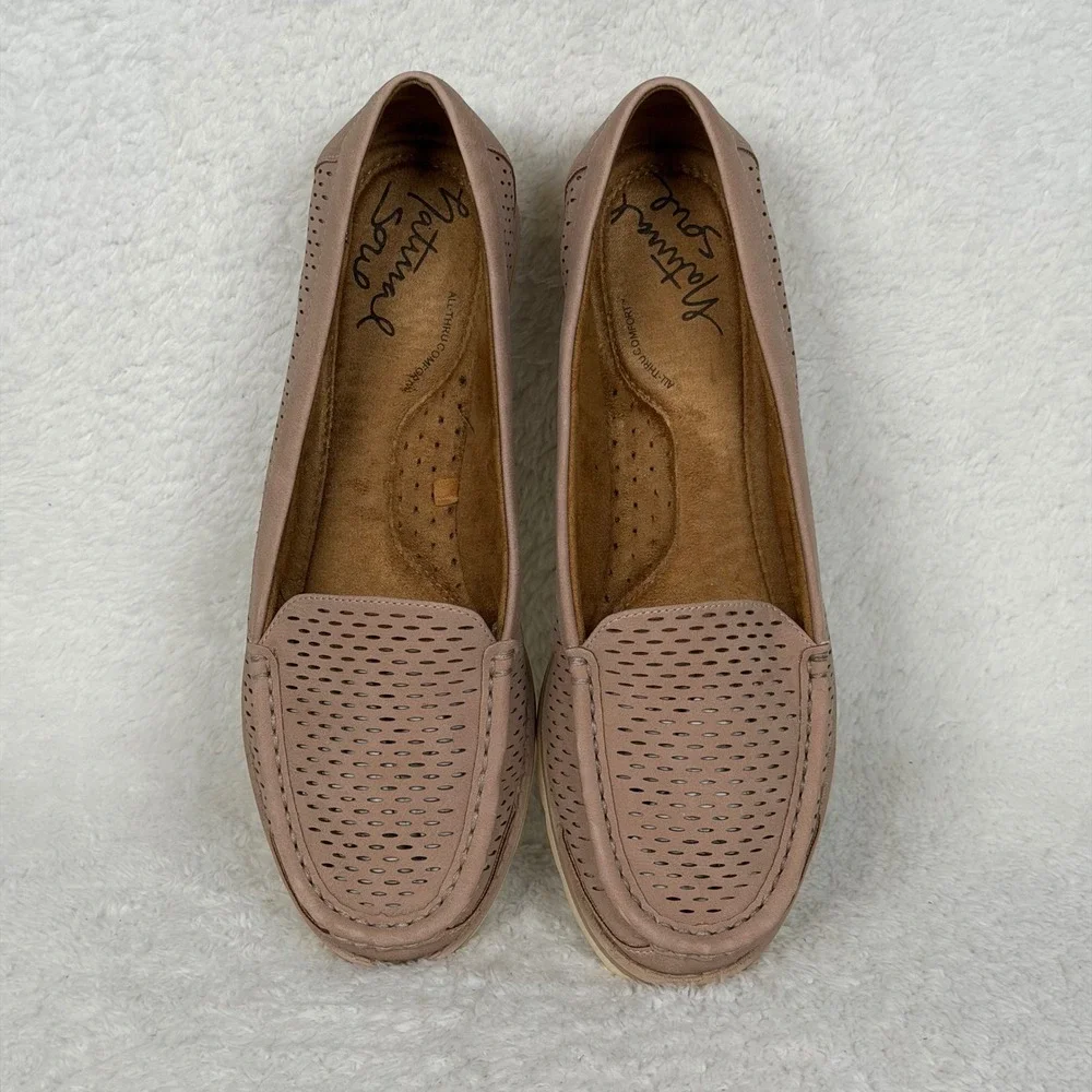 Natural Soul Loafers Womens 8.5 Pink Mauve Perforated All-Thru Comfort Flats